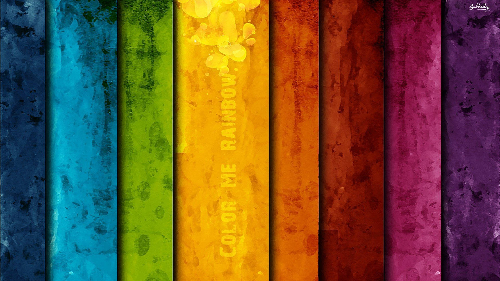 抽象彩虹水彩條紋，附文字 color me rainbow
