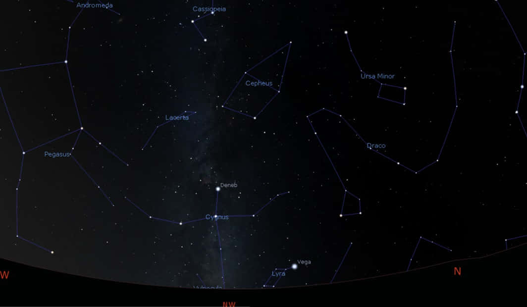 突出夜空星座和星星的天體圖。