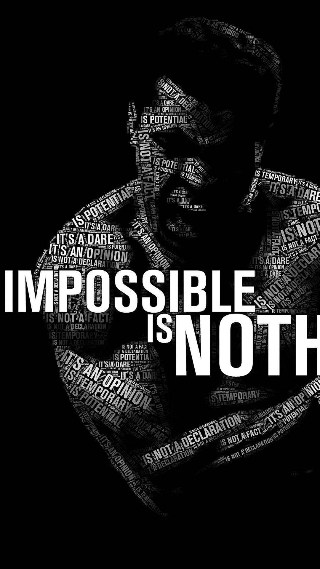勵志文字藝術，在人形剪影內展示「impossible is nothing」字句。