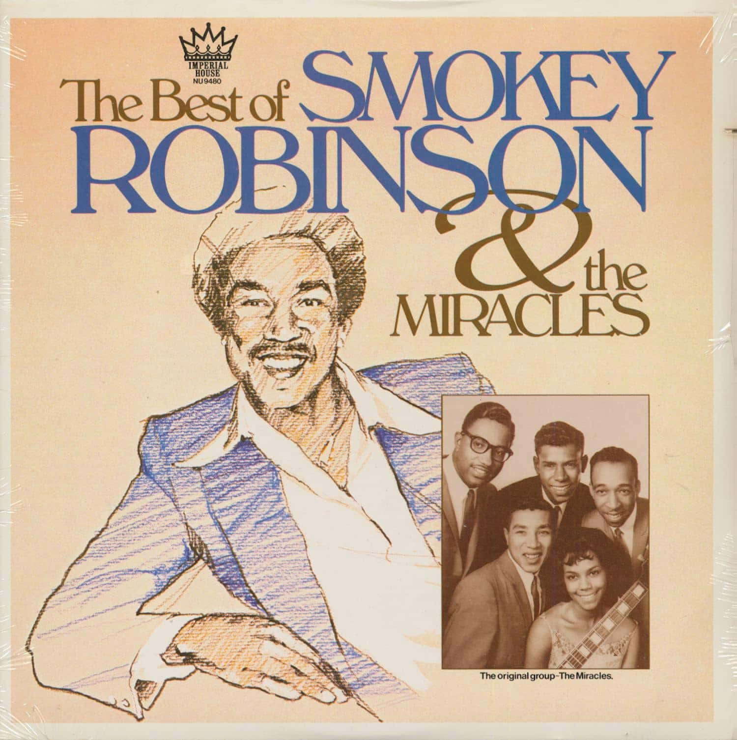 《The Best of Smokey Robinson & the Miracles》專輯封面，附有插圖和組合照片。
