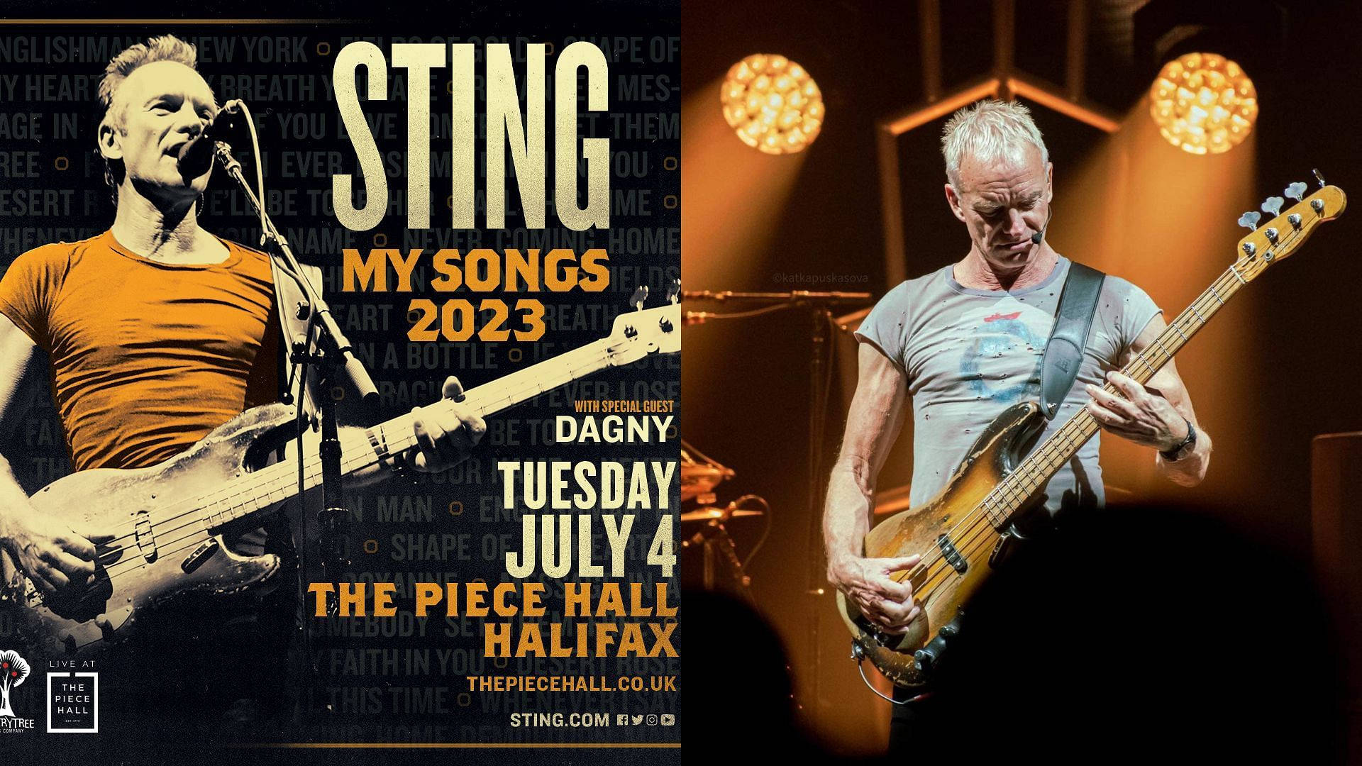 Sting 在哈利法克斯的一場音樂會上於舞台上彈奏低音結他。 — 吉他 壁紙