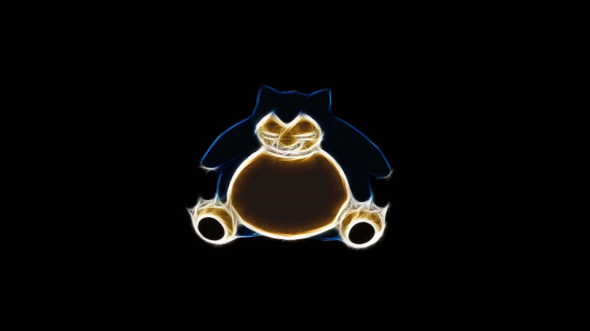 發光嘅霓虹 Snorlax 寵物小精靈剪影，喺黑色背景上帶有溫暖嘅內部光。