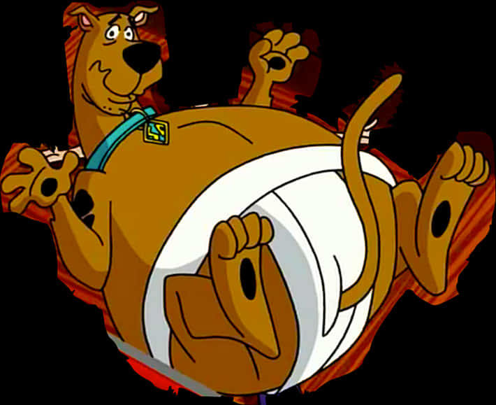 史酷比打鼓卡通 壁紙 — Scooby Doo 卡通角色在白色馬桶中開心地倒立漂浮，背景為深色。