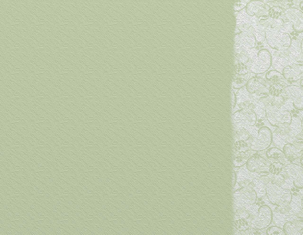 sage green aesthetic 桌布 壁紙 — 右側帶有細膩紋理圖案和裝飾性花卉邊框的柔和薄荷綠色牆紙。