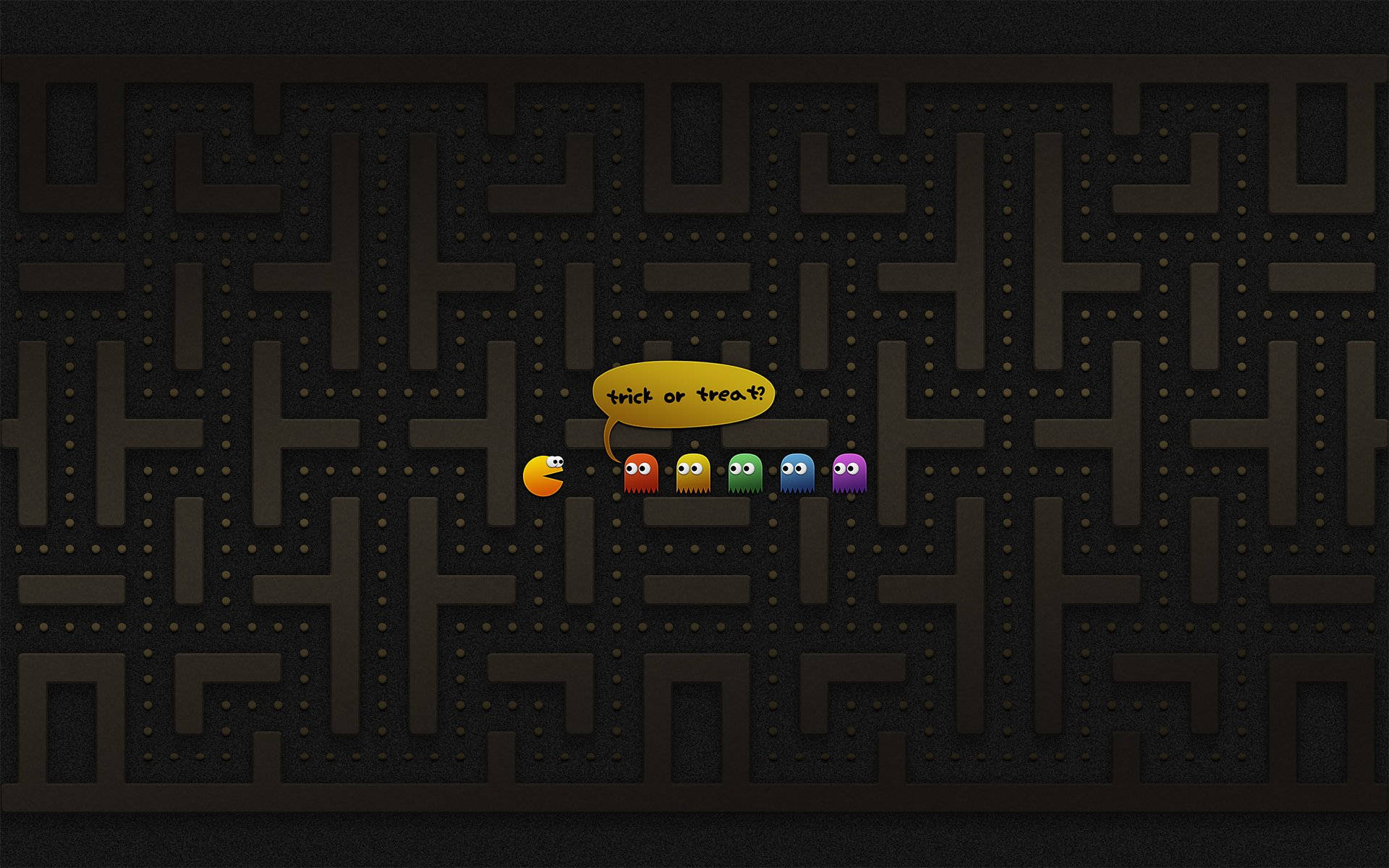 Pac-Man 同鬼魂喺萬聖節迷宮中問 trick or treat。