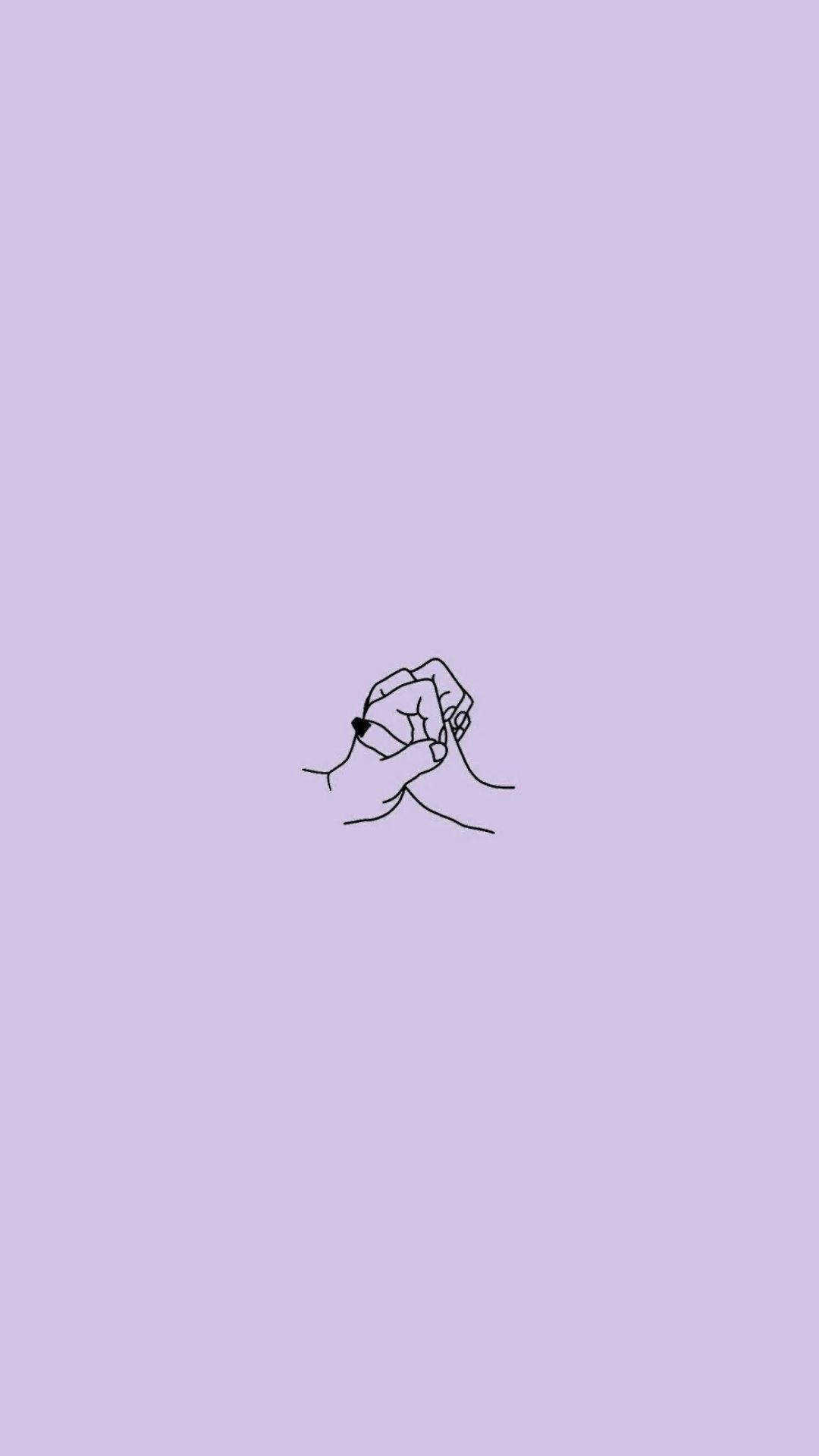 合十雙手美學頭像 壁紙 — 一個簡約風格的黑色線條繪畫，描繪一個緊握的拳頭，置中於柔和的薰衣草色背景上。