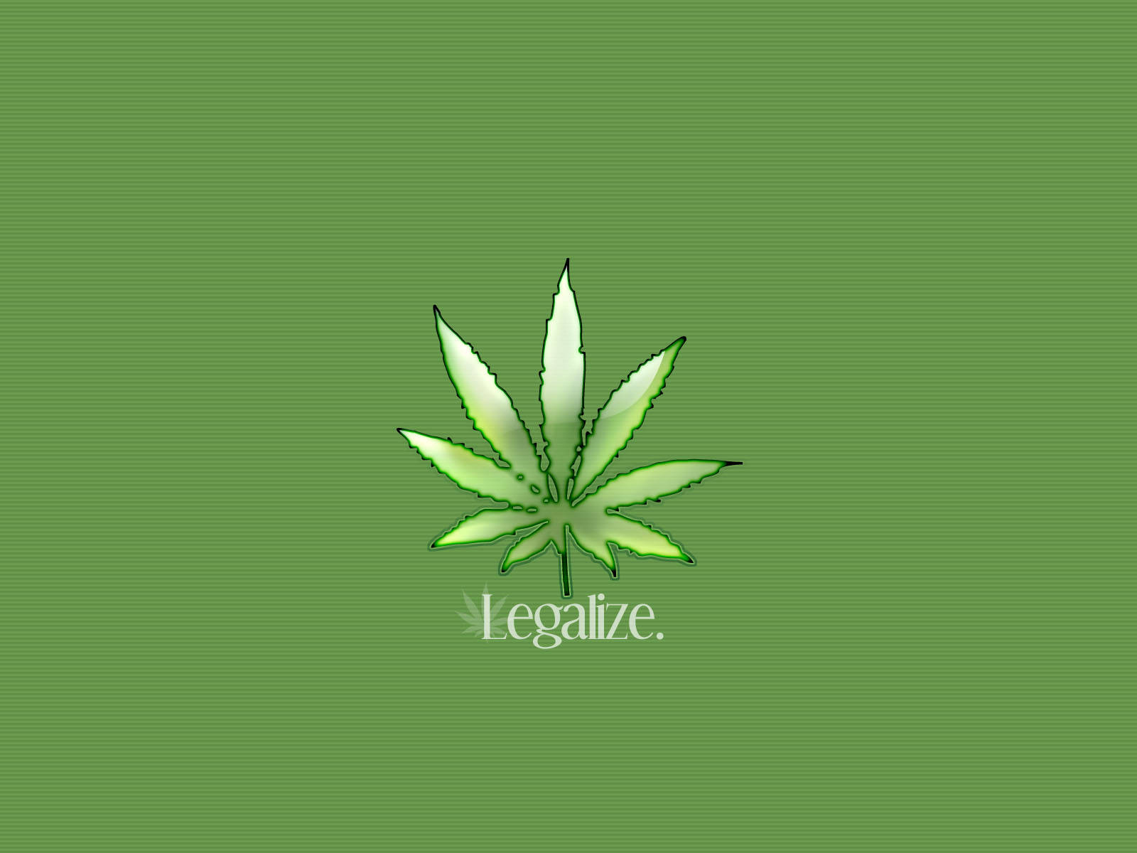 一個綠色大麻葉插圖，下方有「legalize」字樣，位於帶紋理的綠色背景上。