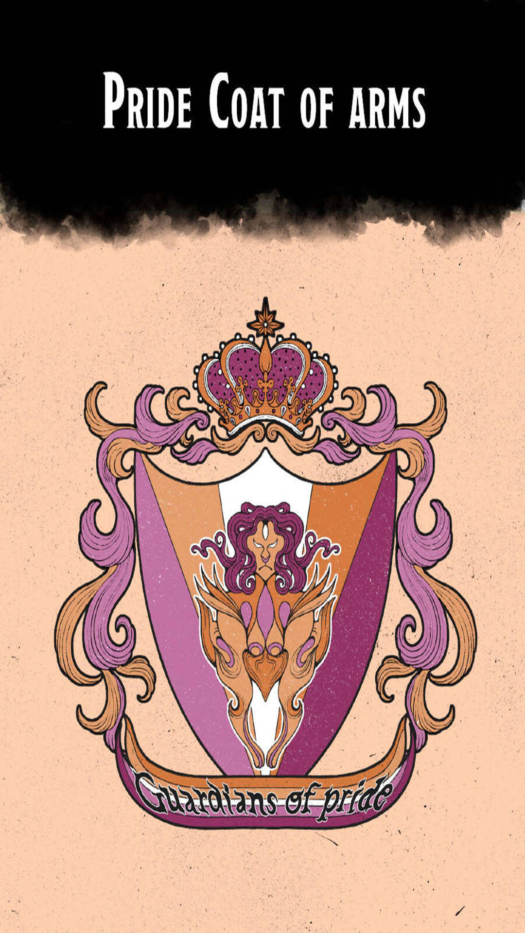 帶有戴皇冠美人魚和文字 Pride Coat of Arms Guardians of pride 的紋章