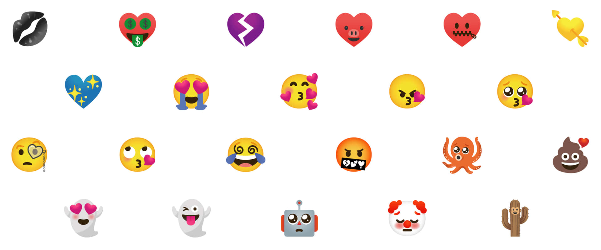 白色背景上的彩色 emoji 圖標集合