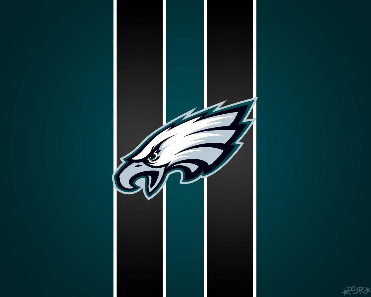條紋背景上的費城老鷹隊NFL球隊標誌