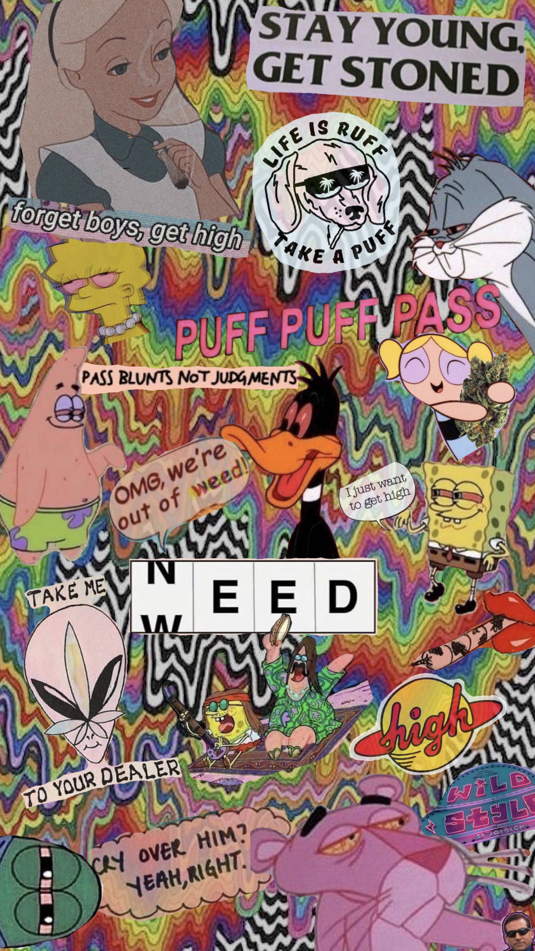 卡通人物在迷幻拼貼畫中推廣使用大麻。
