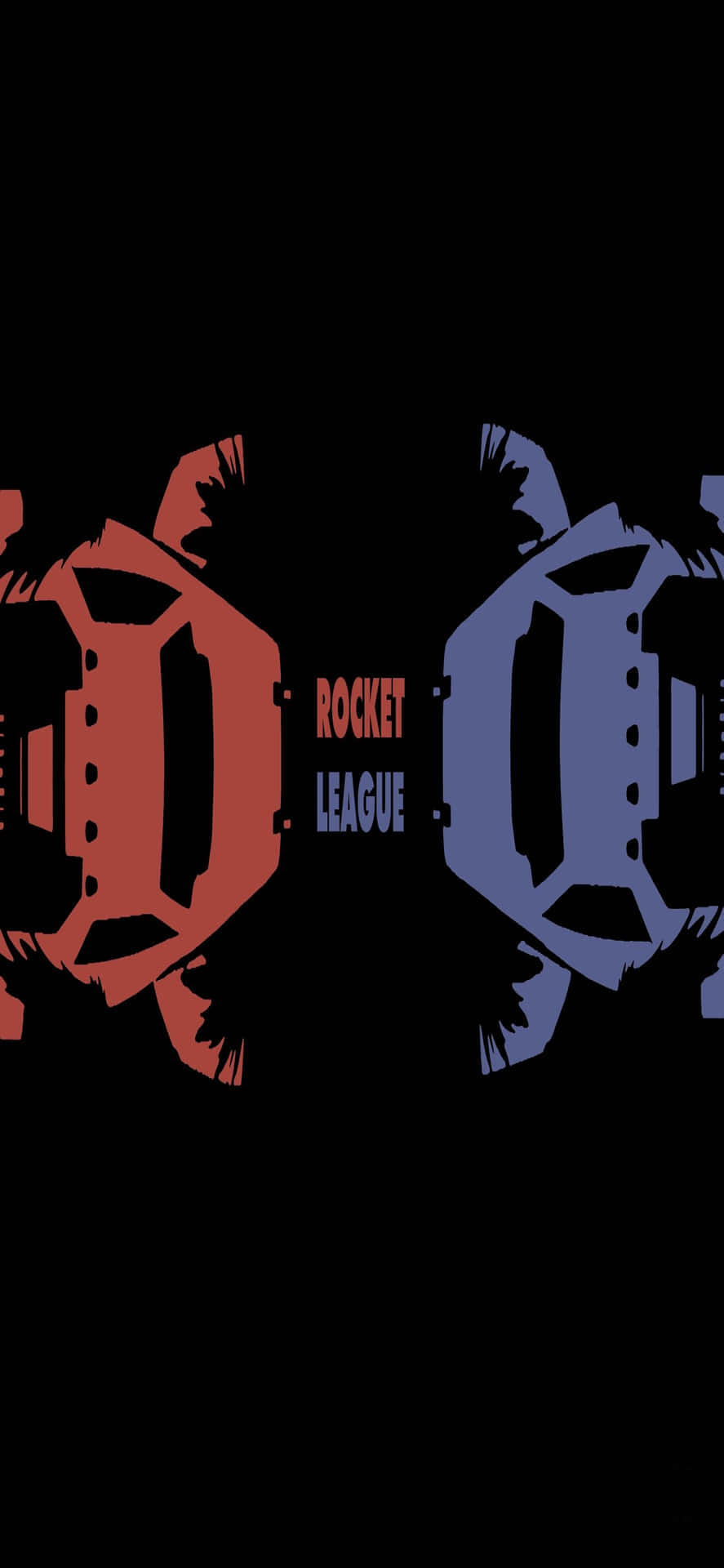 兩輛風格化的紅色和藍色火箭車面對面，帶有「Rocket League」文字。