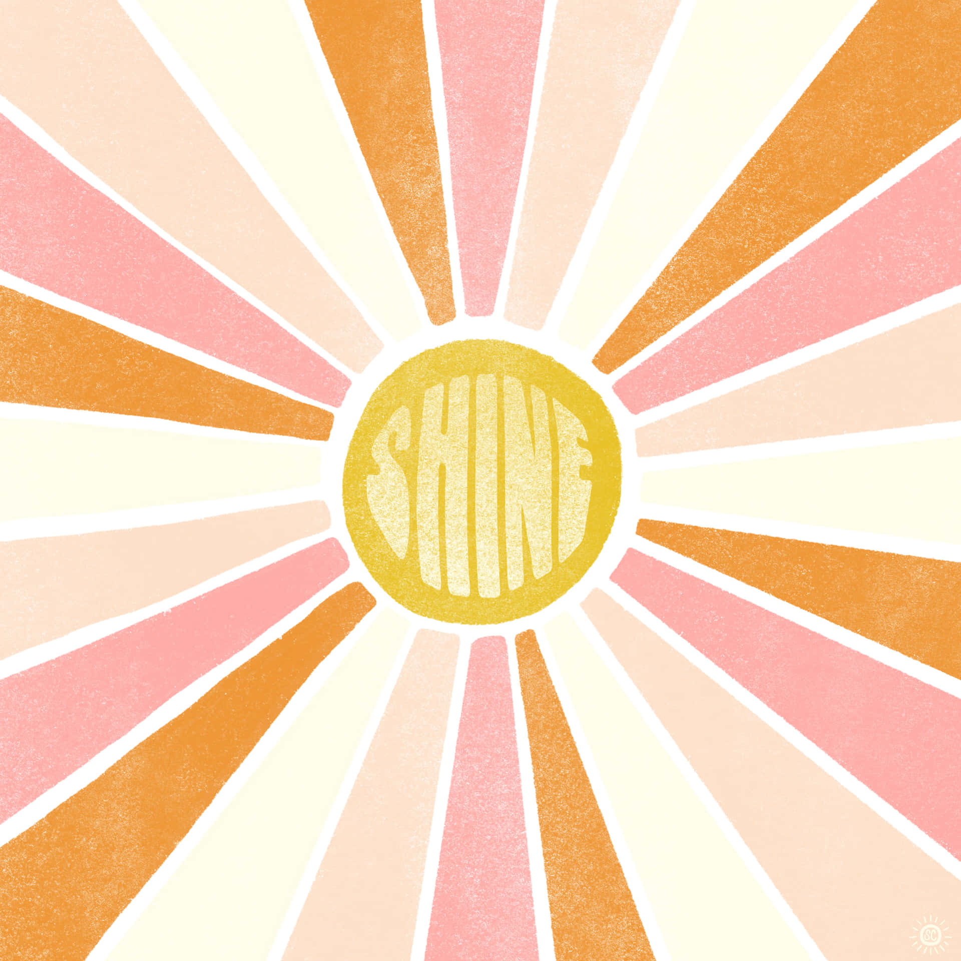 一個色彩繽紛的太陽光設計，中間有「shine」字樣。