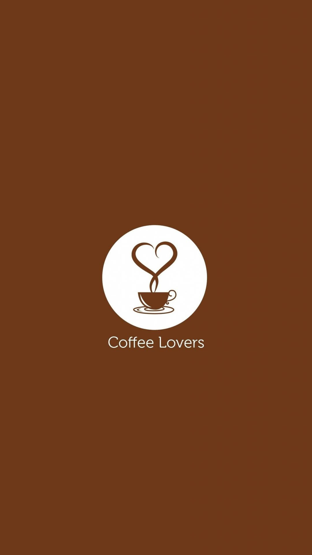 咖啡杯配心形蒸氣標誌及文字 Coffee Lovers，棕色背景