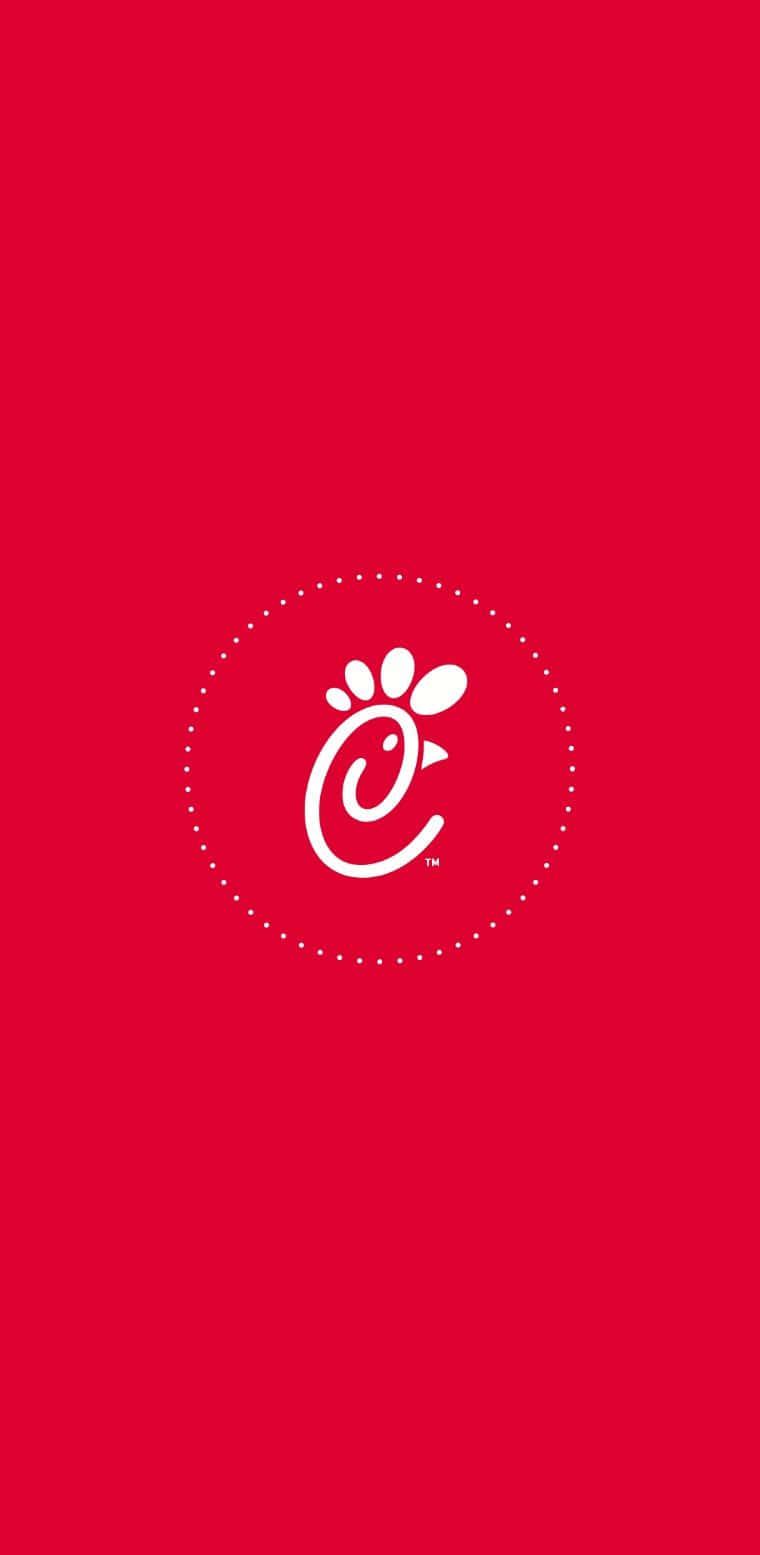 Chick-fil-A標誌在紅色背景上帶虛線圓圈
