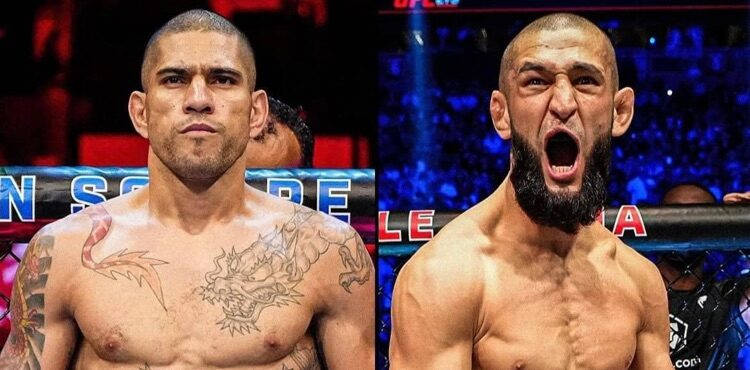 兩名男性MMA拳手在拳擊擂台上，一人冷靜，另一人喊叫。
