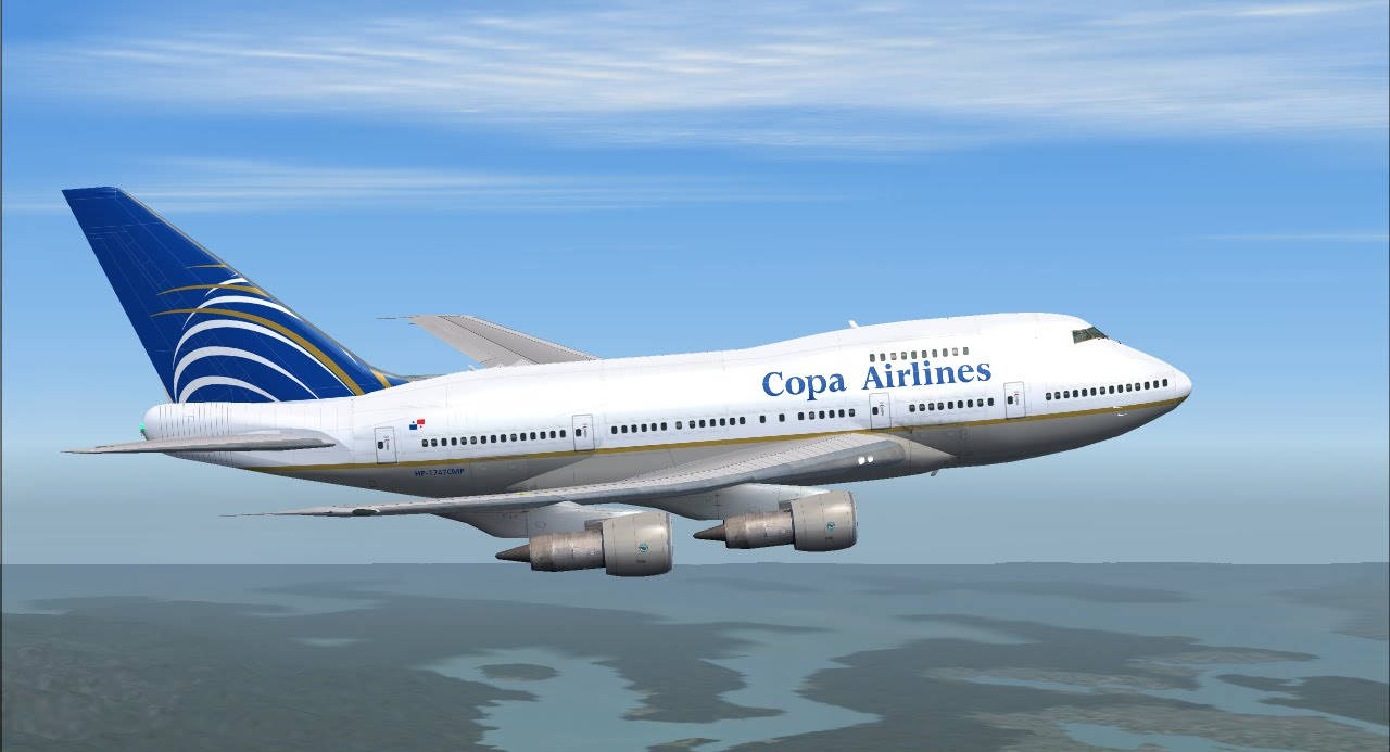 巴拿馬航空波音747飛越海洋與陸地