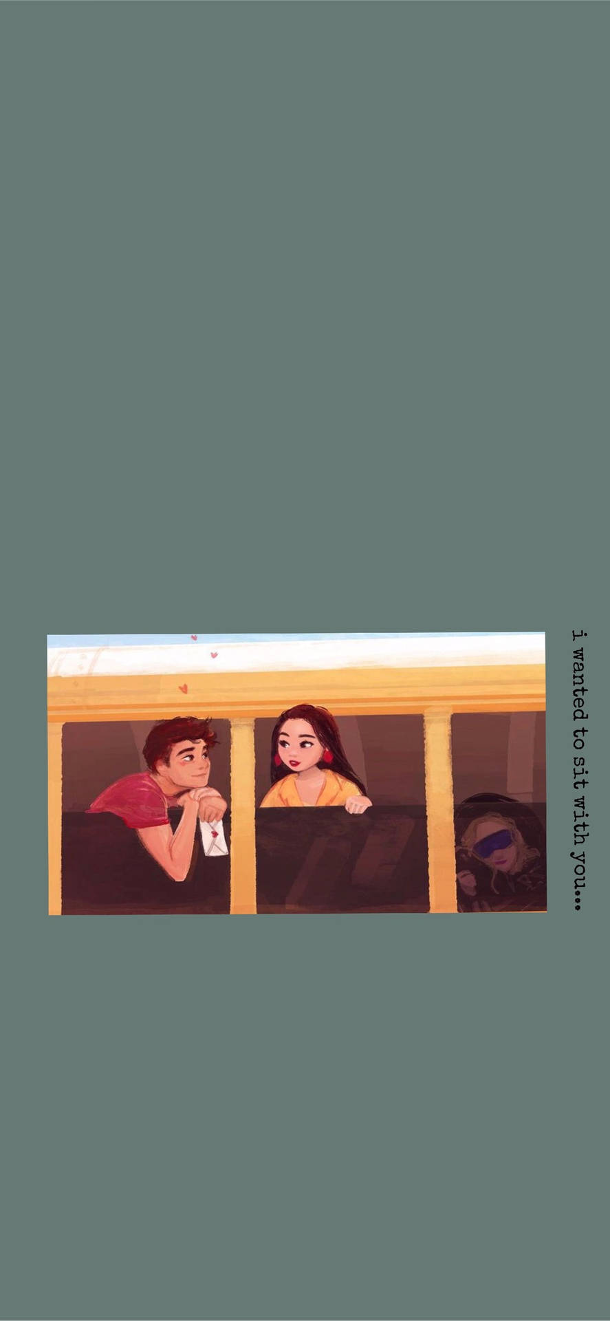 兩個動漫青少年從巴士車窗向外看，而另一個人在附近睡覺。