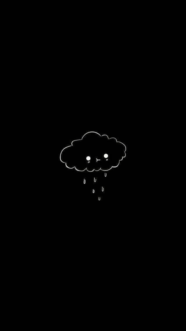 一個可愛微笑的雲正在下雨的黑色背景。