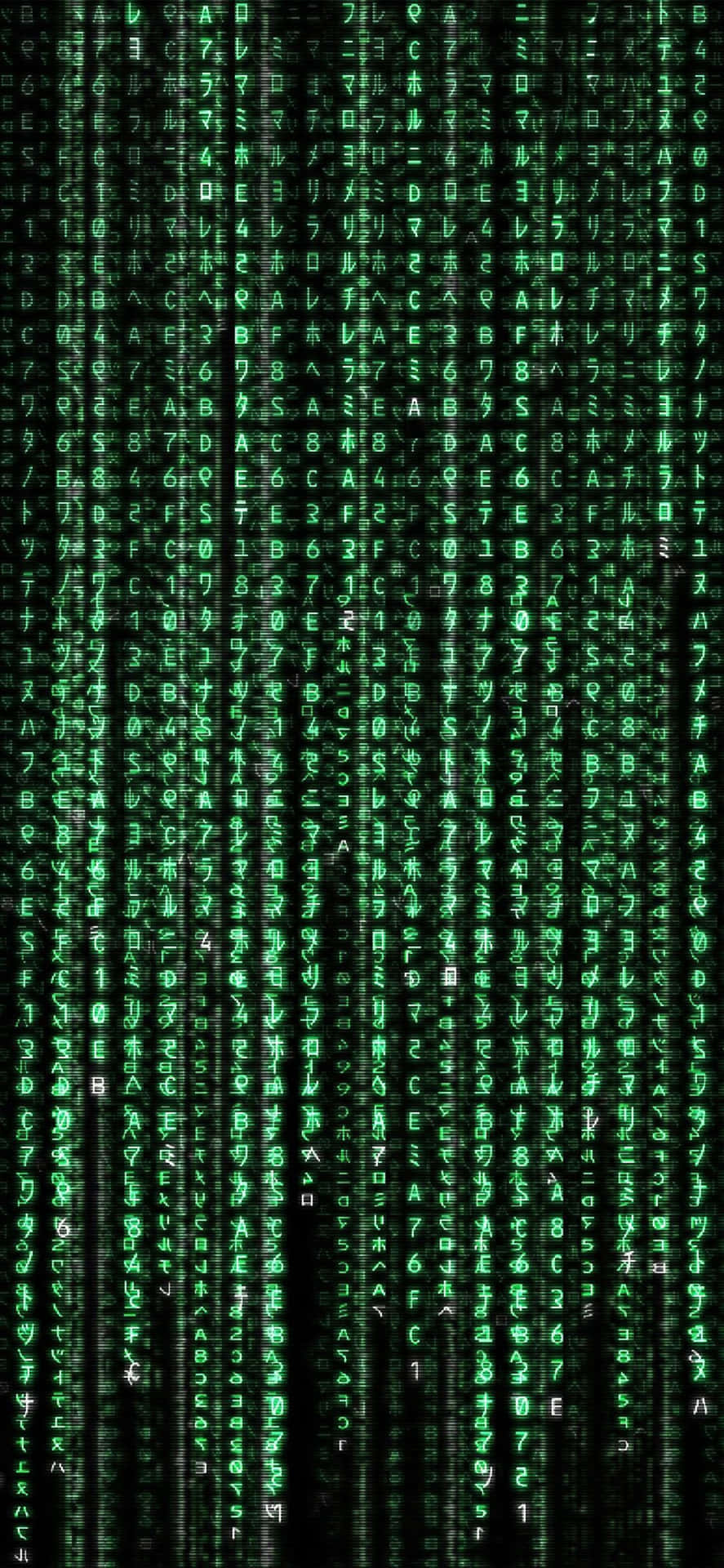 綠色數碼字符像 Matrix 風格的數碼雨般落下。