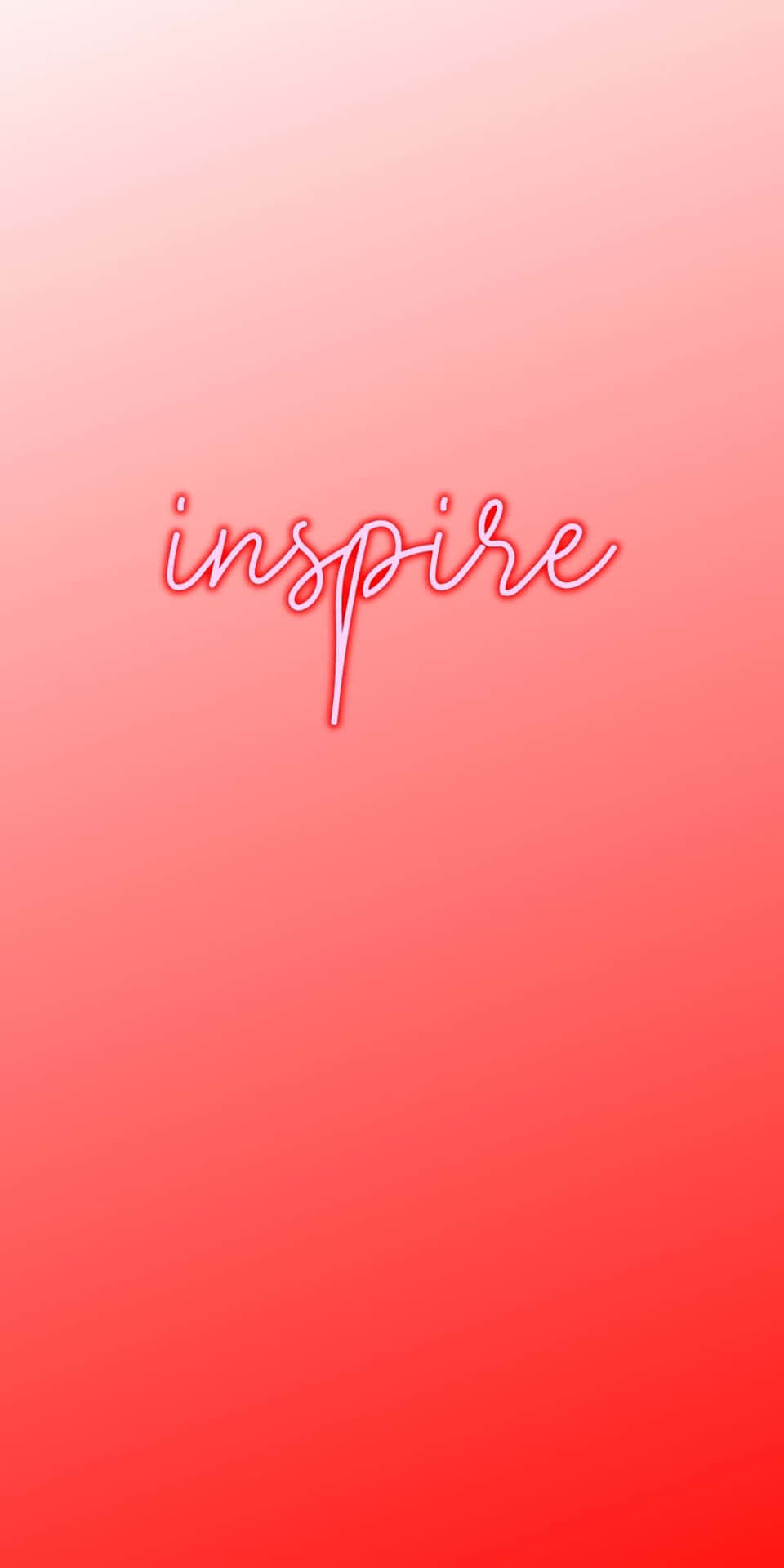 漸變紅色背景上的霓虹粉紅「inspire」字樣