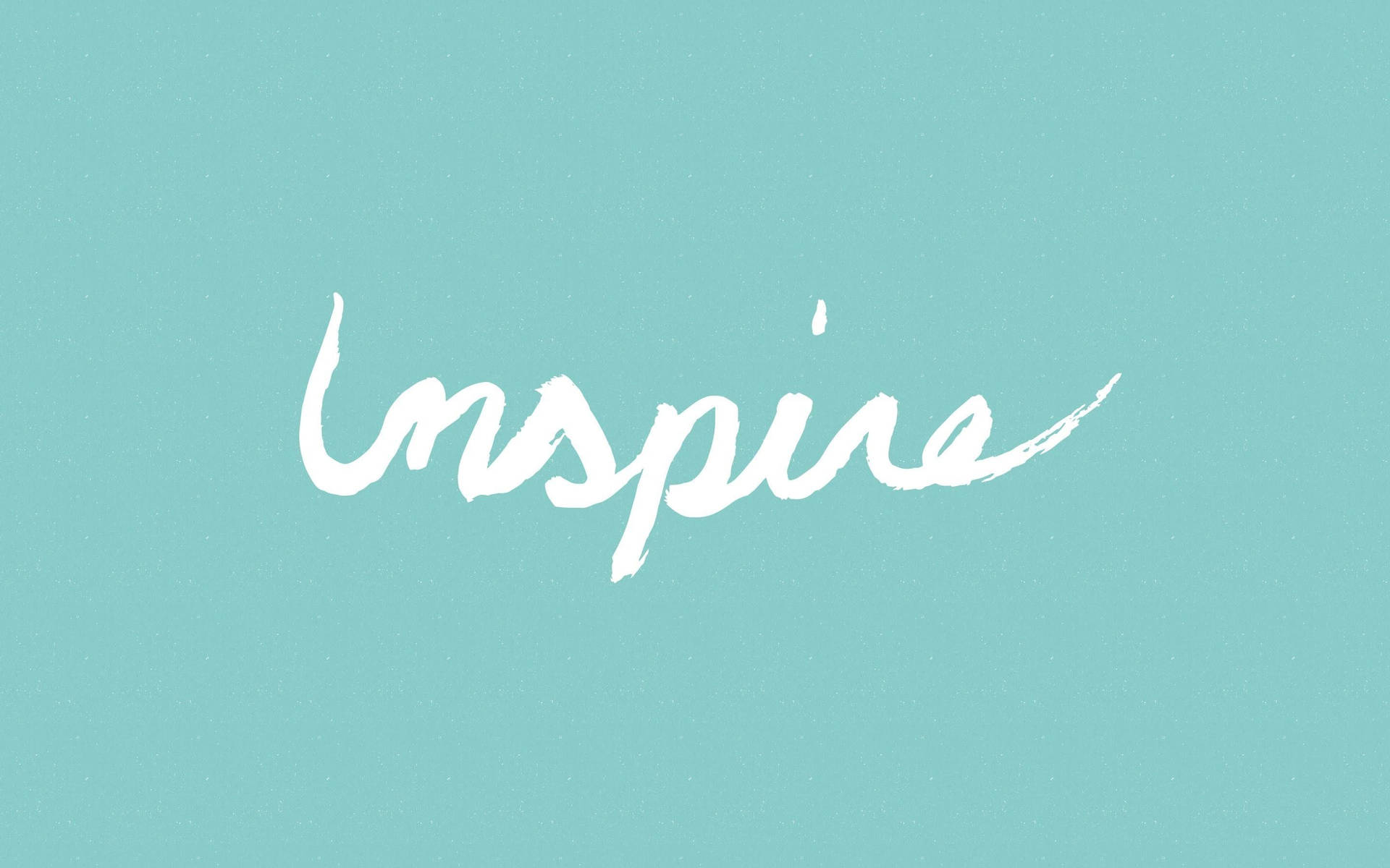 「inspire」一詞以白色書法字體顯示在有紋理的青綠色背景上