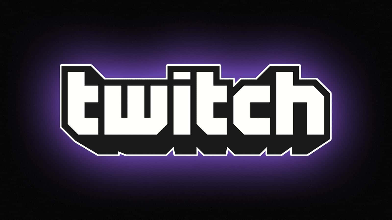 深色背景上帶有紫色霓虹光芒的 Twitch 標誌