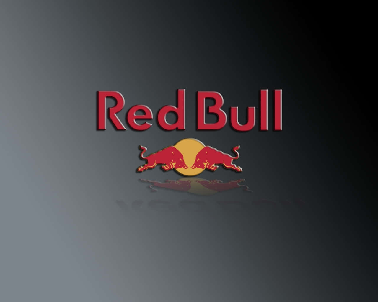 Red Bull 標誌，兩頭紅牛衝向一個黃色圓圈，背景為深色漸變。