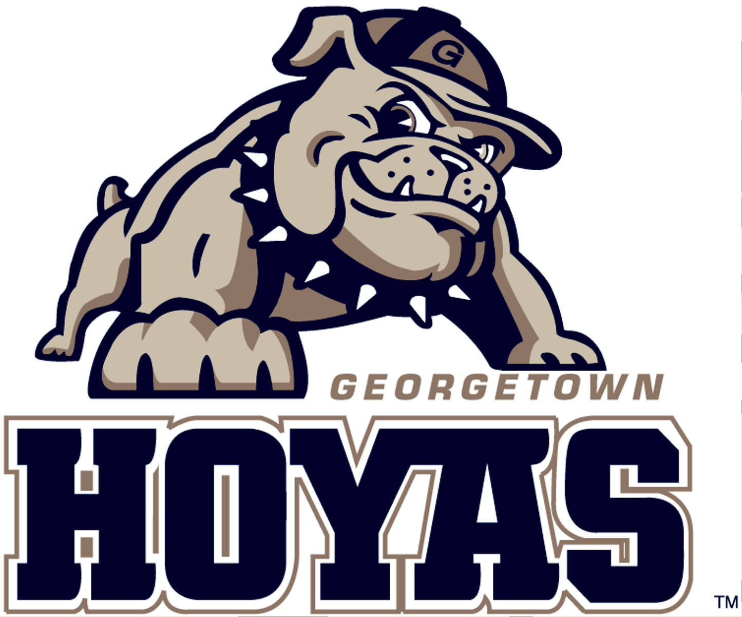 Georgetown Hoyas 鬥牛犬吉祥物標誌，帶有粗體隊名文字。