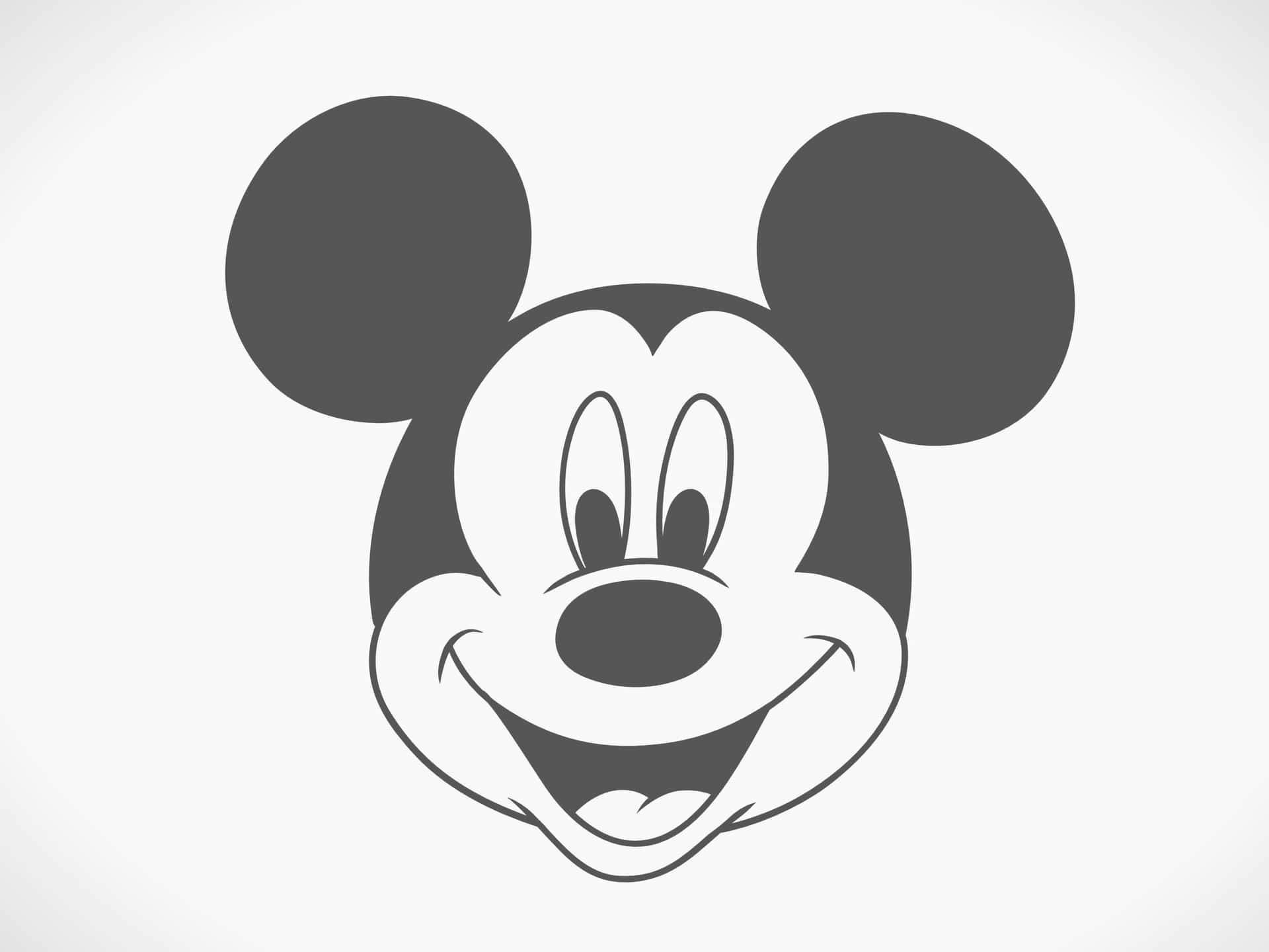 米奇老鼠笑臉圖標（灰階）