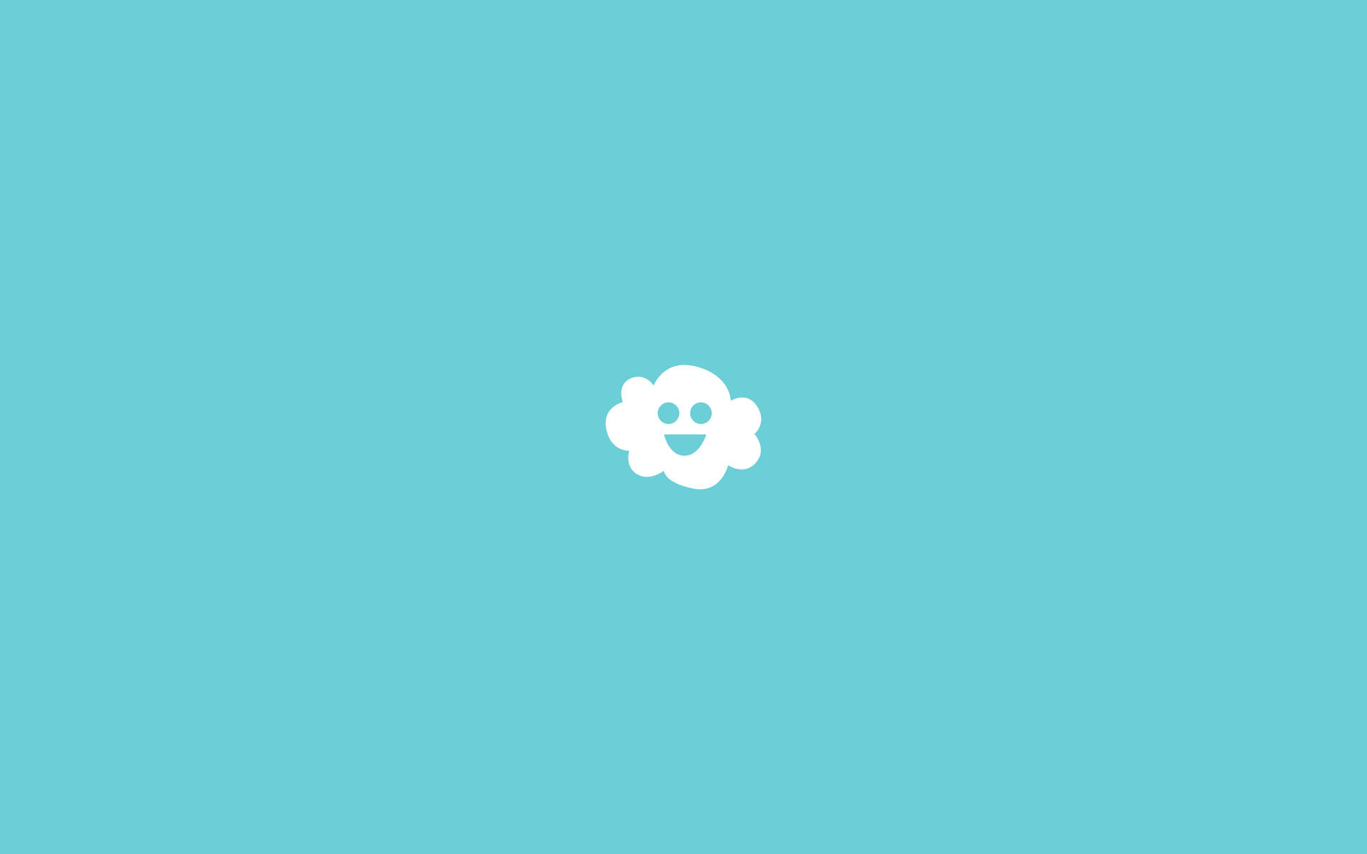 一個白色微笑雲朵圖示在青綠色背景上。