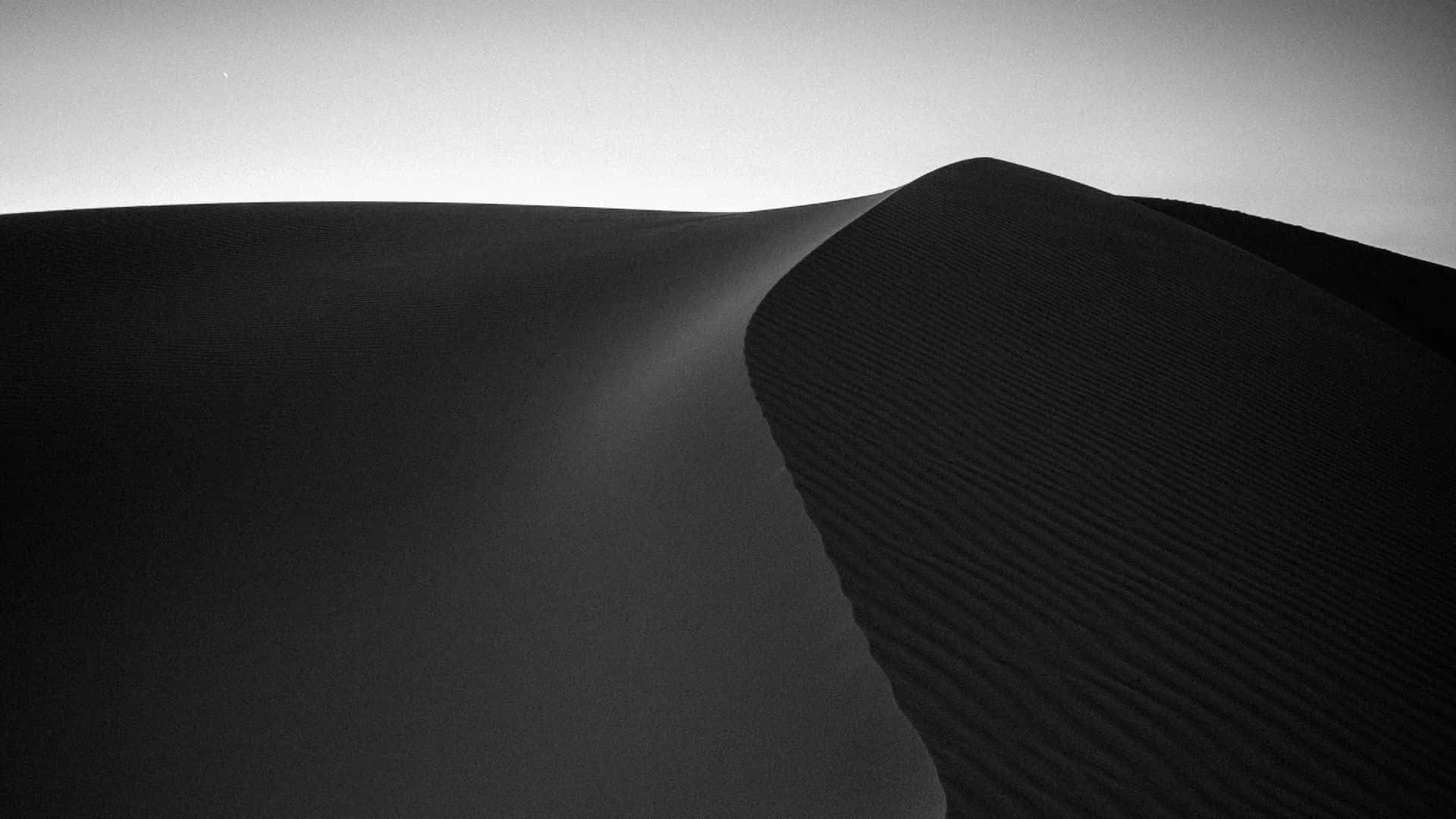 Sand Dunes 桌布 壁紙 — 單色沙漠沙丘，在柔和光線下呈現流暢曲線和紋理脊線。