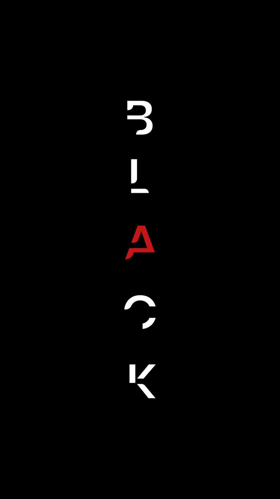 Jet Black Apple iPhone 壁紙 — 單詞 black 垂直拼寫，紅色 'a' 在純黑色背景上。