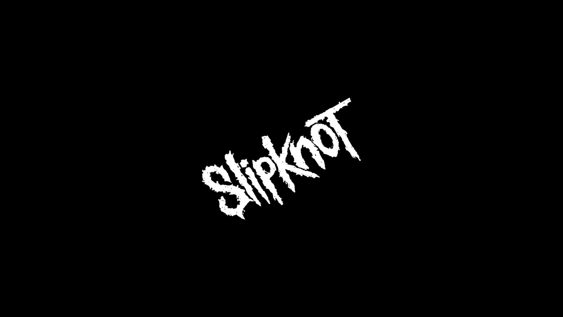 Black And White Word 桌布 壁紙 — 單詞 Slipknot 以鋸齒狀白色字體居中顯示在純黑色背景上。
