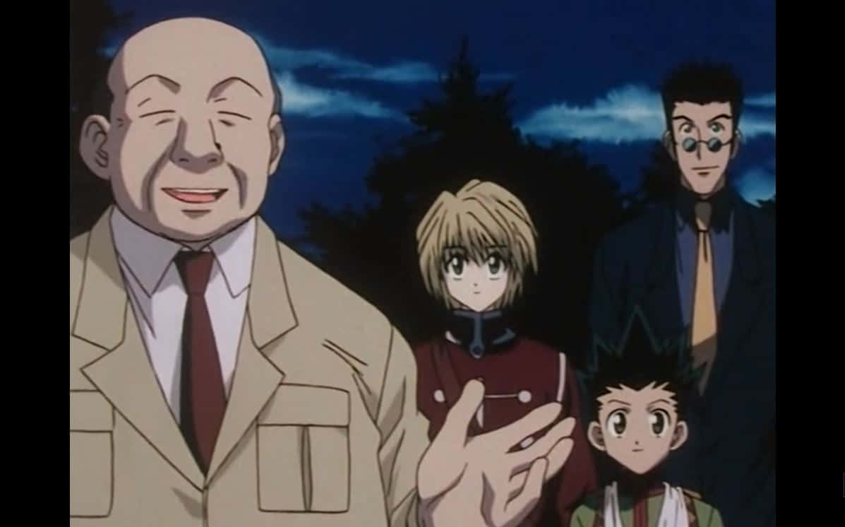 Hunter X Hunter Zebro 桌布 壁紙 — 四個動漫角色站在一起，背景是深藍色的夜空和樹木。