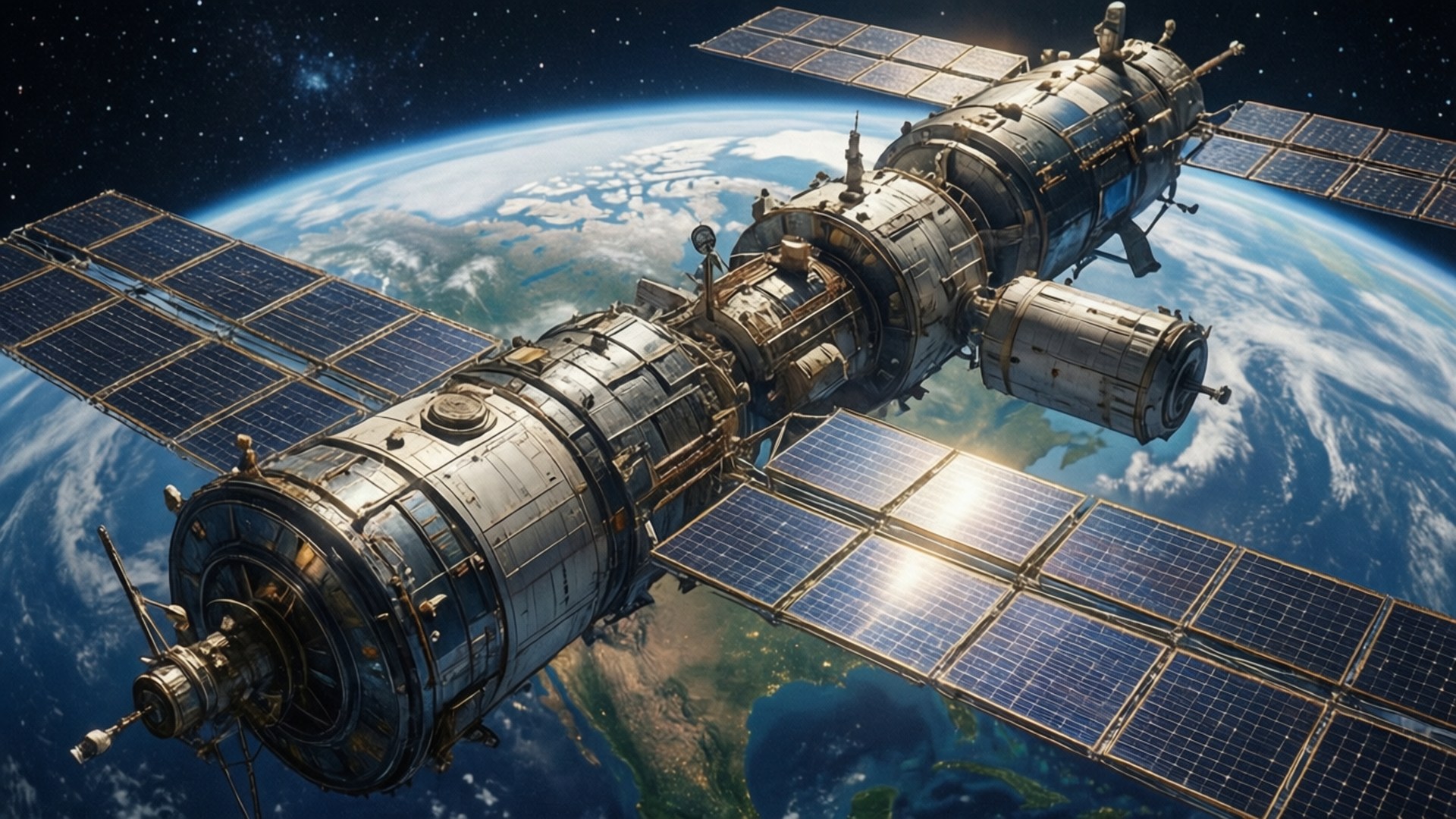 國際太空站繞地球運行 壁紙