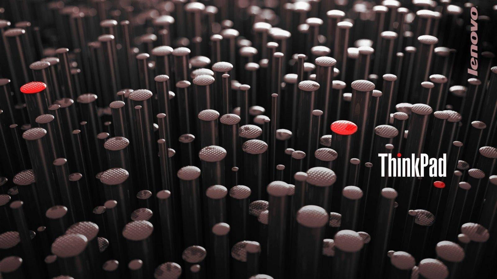 帶有紅色點綴和ThinkPad品牌的黑色圓柱抽象圖案。