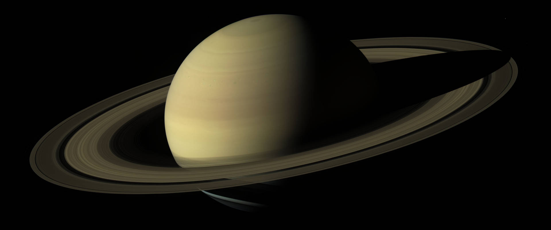 土星及其在太空中被照亮的環