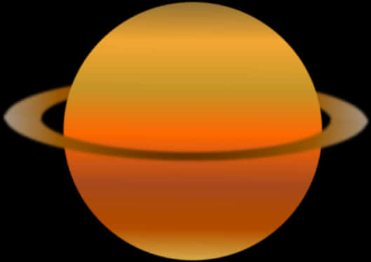 土星行星插圖 壁紙 — 一個風格化的橙色行星，帶有在黑色虛空中發光的光環。