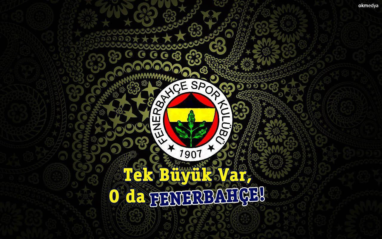 Fenerbahçe Spor Kulübü 標誌及標語在華麗的金色背景上。