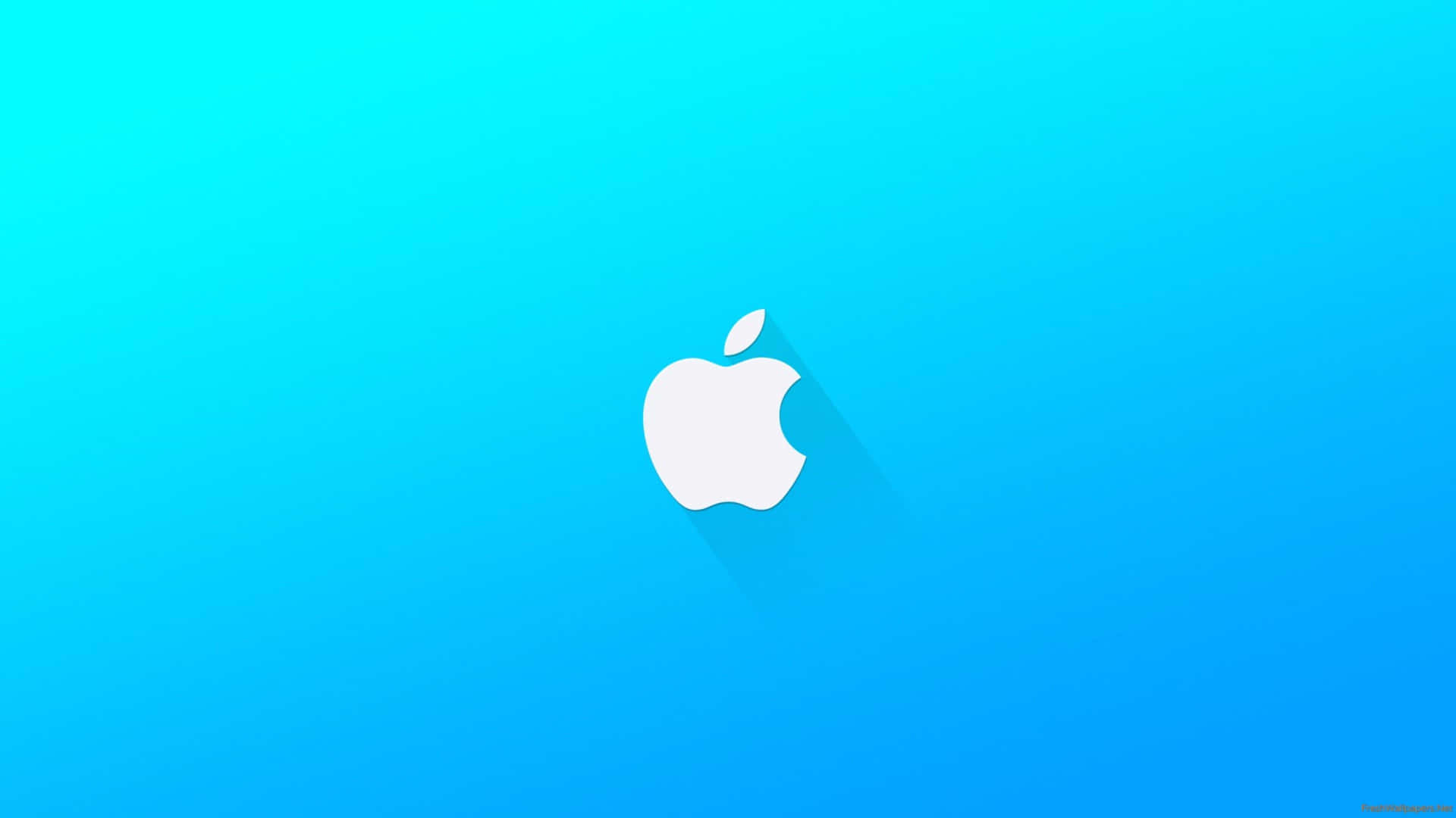白色Apple標誌在藍色漸變背景上，帶長陰影