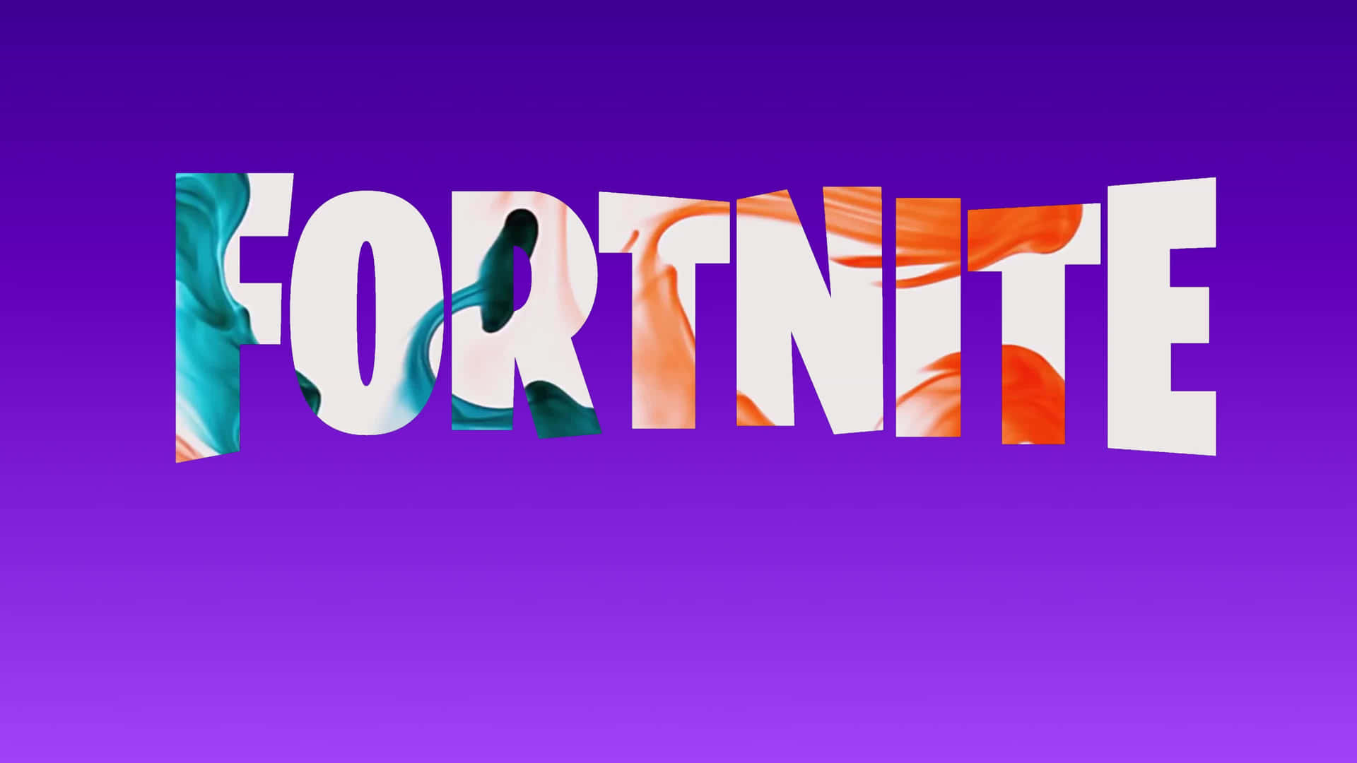 紫色背景上帶有彩色油漆效果的Fortnite標誌。