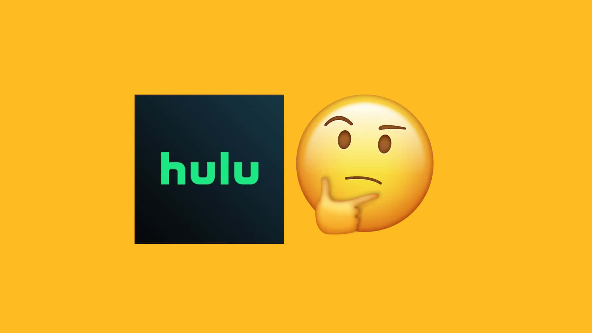 黃色背景上思考表情符號旁邊的 Hulu 標誌。