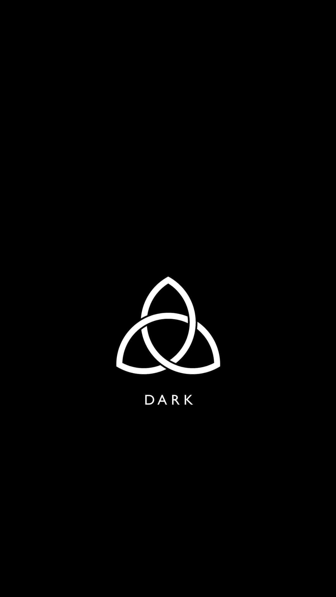 白色三曲線符號和單詞 dark 在黑色背景上