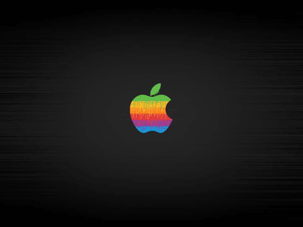 深色拉絲金屬背景上的彩虹Apple標誌