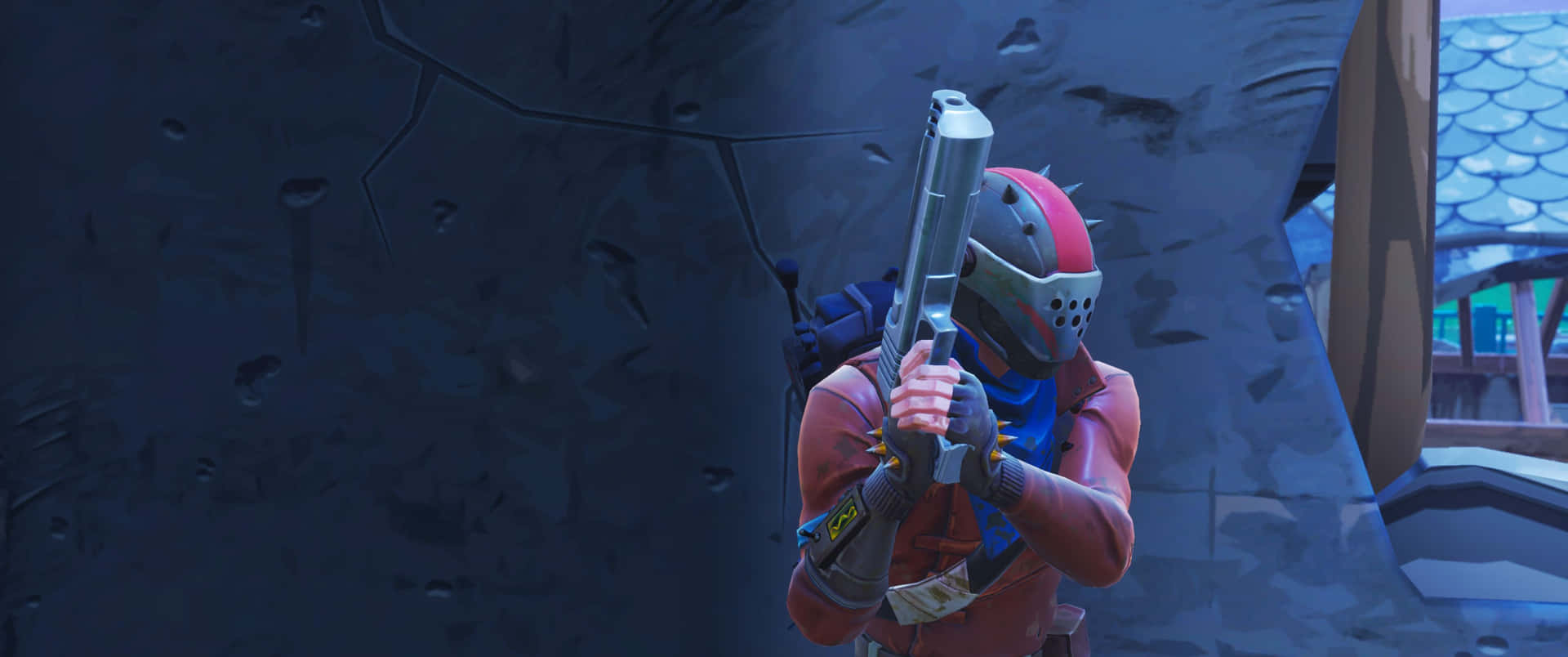 Fortnite 角色在遊戲環境中瞄準散彈槍