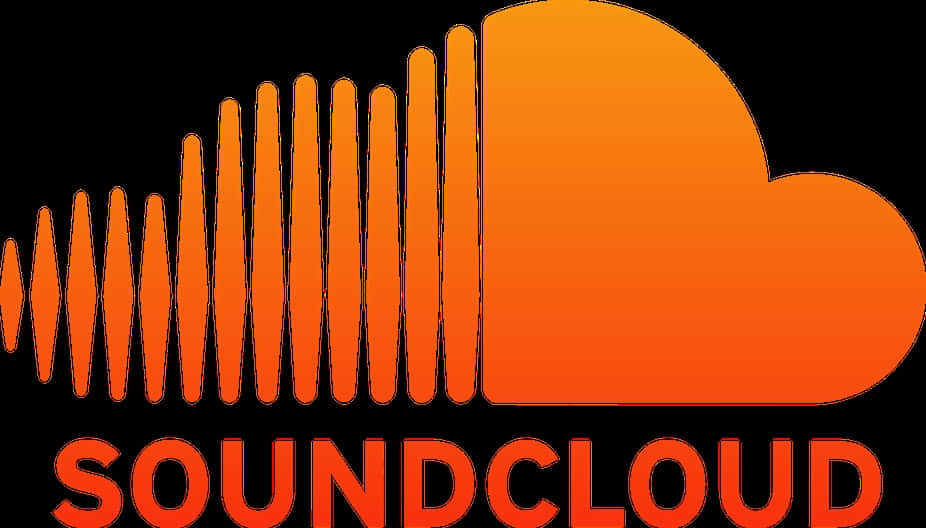 SoundCloud 標誌，帶有橙色波形和雲朵設計，背景為黑色。