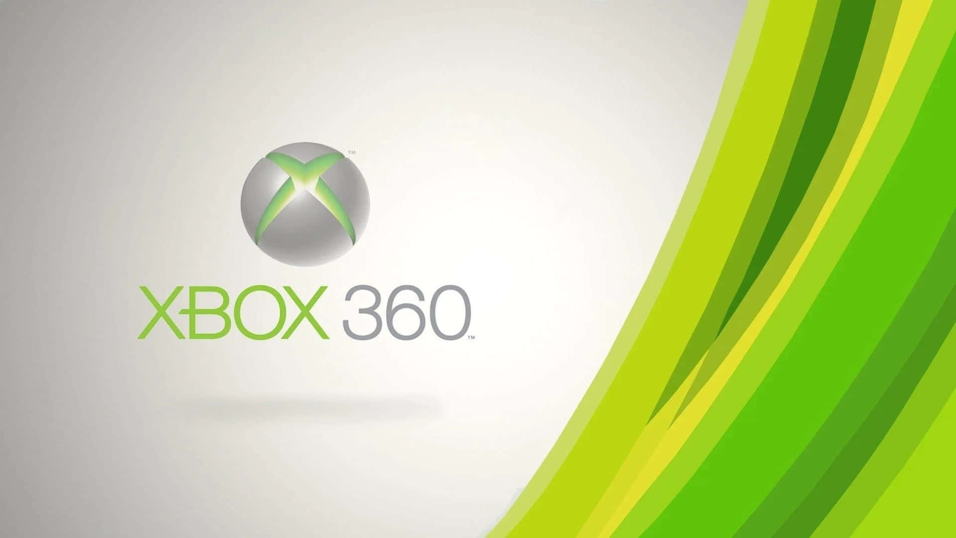 淺灰色背景上帶有綠色彎曲線條的Xbox 360標誌。