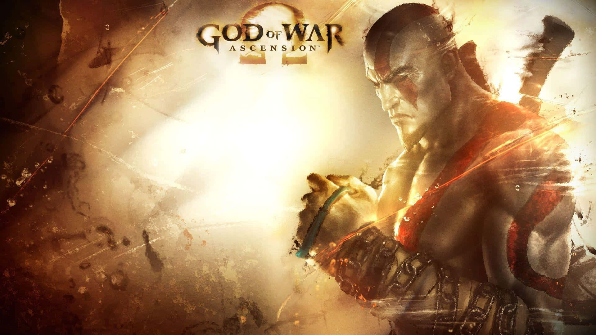 God of War Ascension 戰士在熾熱的戰鬥場景中手持武器。