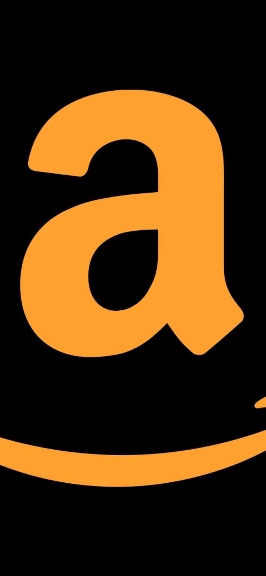 黑色背景上帶有橙色箭頭微笑的Amazon標誌。